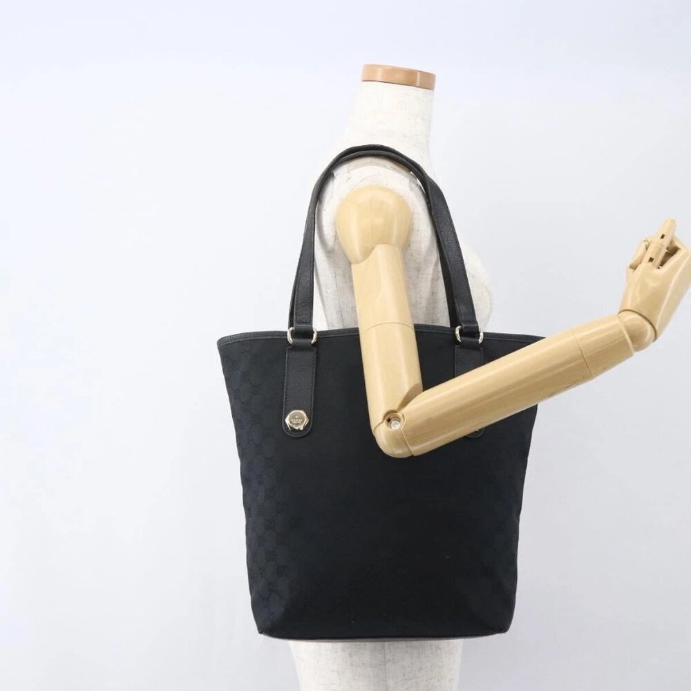 GUCCI GG Canvas Tote Bag Black Gold - Picture 1 of 16